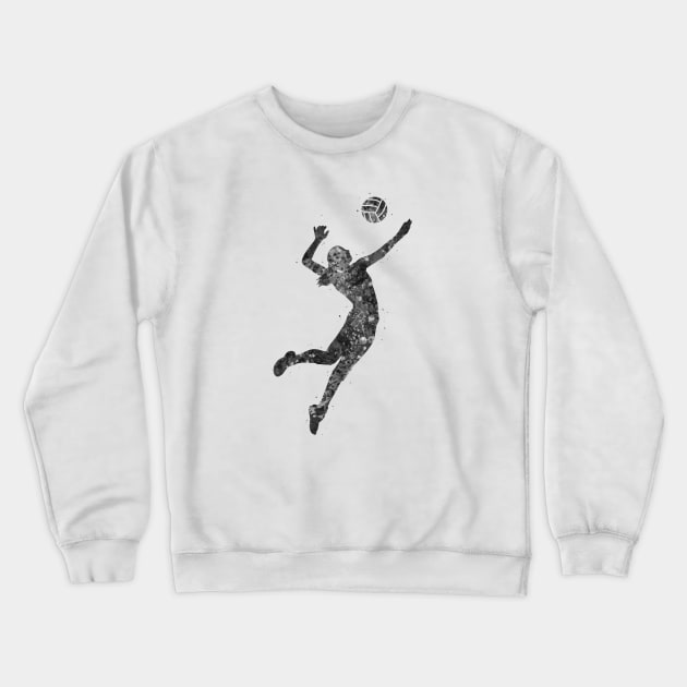 Volleyball player girl black and white Crewneck Sweatshirt by Yahya Art